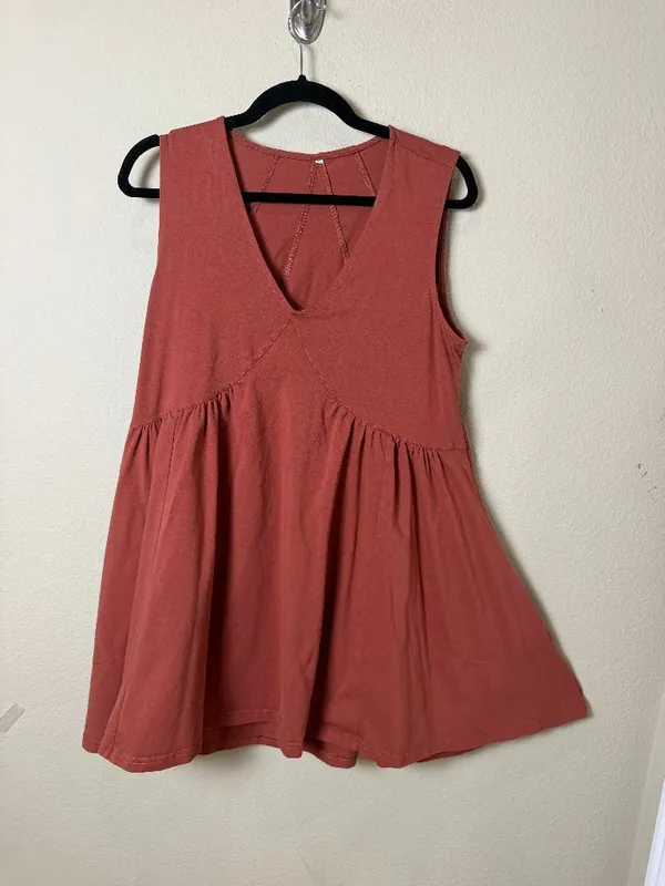 TikTok Famous Swing Dress Burnt Orange Baby Doll Size Small - Image 2