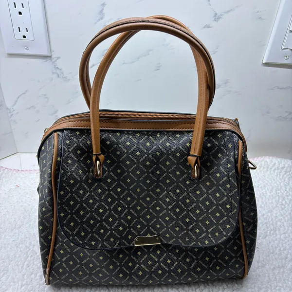 Bosalina y2k monogram bowler satchel bag Black/Tan classic print preppy casual - Image 5