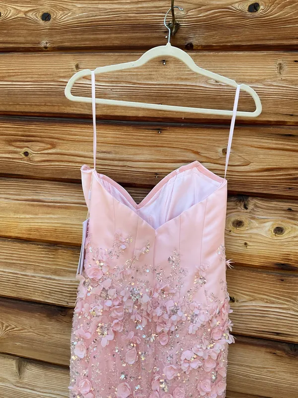 MAC DUGGAL Pink Size 8 3D Floral Strapless Sweetheart Gown With Slit Dress - Image 12