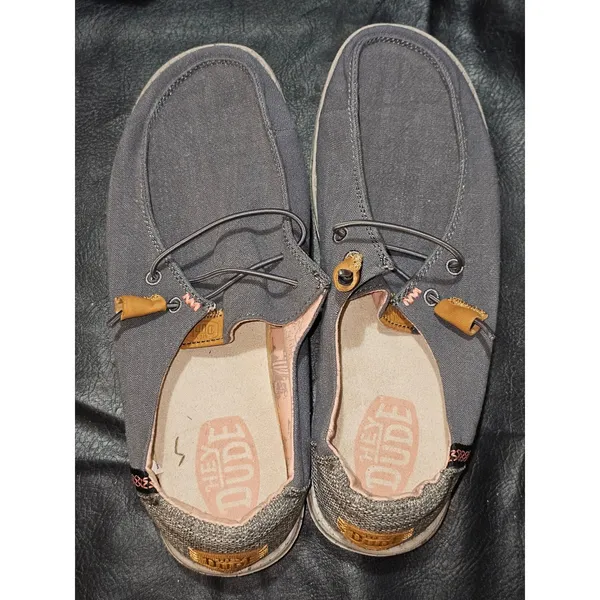 NWOT Hey Dude Womens Washed Canvas Charcoal‎ Wendy Shoes 9 - Image 4