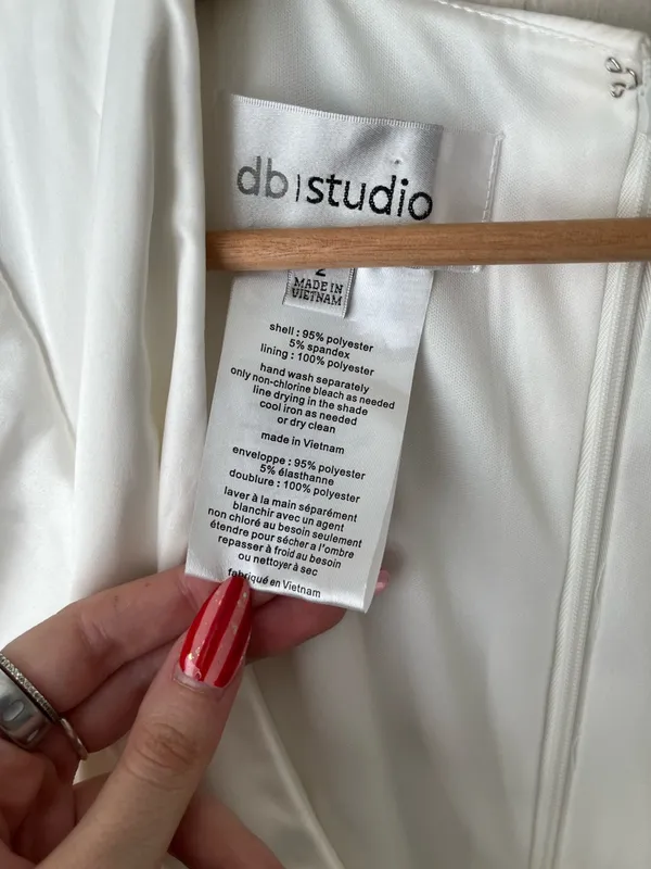 David’s Bridal db studio Flutter Sleeve Satin Ruffle Hem Wedding Dress 2 NEW - Image 7