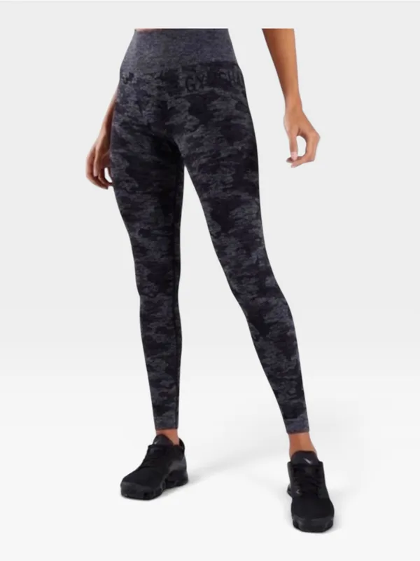 Gymshark Adapt Camo Seamless High-Waist Leggings Black & Charcoal Gray S/M - Image 2