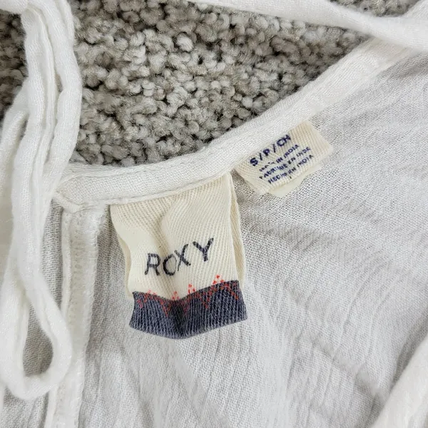 Roxy Flowy Top Womens S White Sleeveless Laced Ties Summer Beachy Babydoll - Image 2