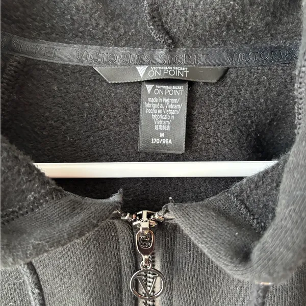 Victoria's Secret Black Cropped Relaxed Sweatshirt - Image 3