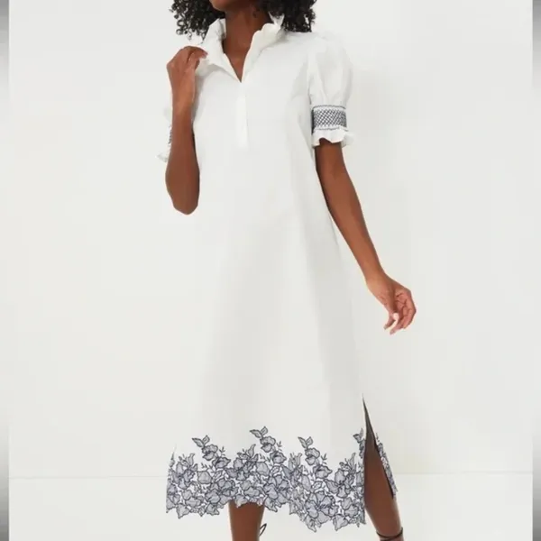 Tuckernuck Hyacinth House Navy Embroidery Eliza Midi Dress/ XS - Image 4