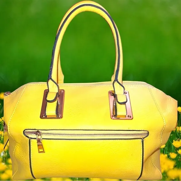 Beautiful yellow satchel purse with shoulder straps!! - Image 3