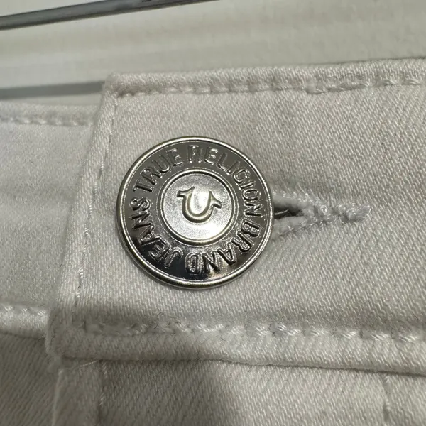 True Religion White Denim Jennie Curvy Mid Rise Shorts Cotton Womens Size 27/4 - Image 3