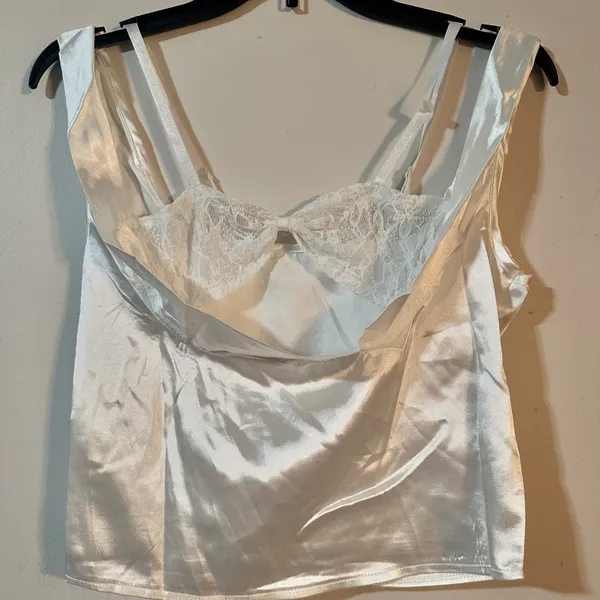 Vintage Lace Trim Camisole White Size M - Image 3