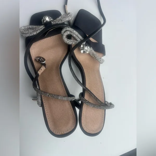 Elegant Black and Silver Strappy Heels - Image 7