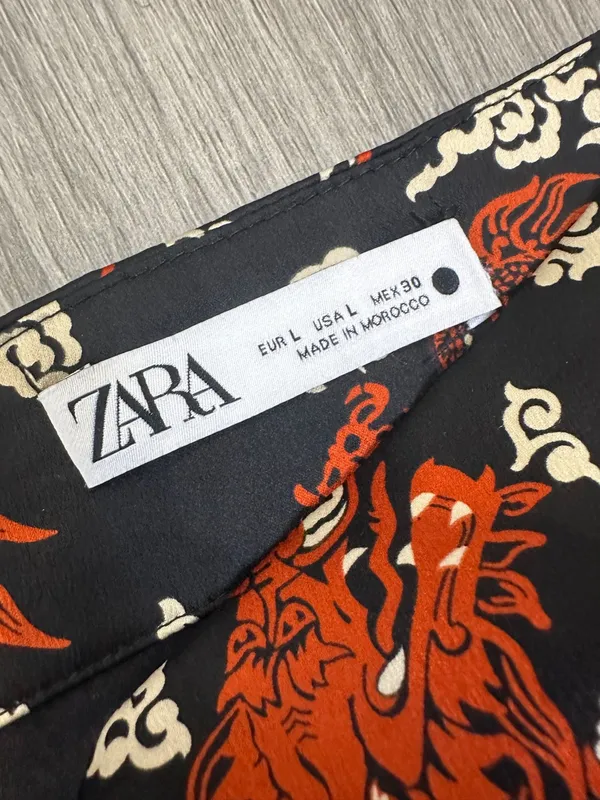 Zara Tattoo Core Y2K Dragon Mini Skirt Black Red Street Style Size L - Image 3