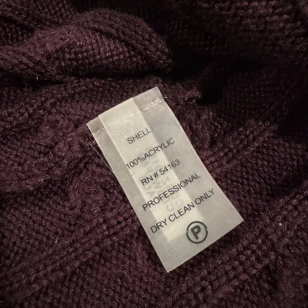 Calvin Klein Sweater Dress Cable Knit Burgundy Zip Up Dark Academia Old Money S - Image 4