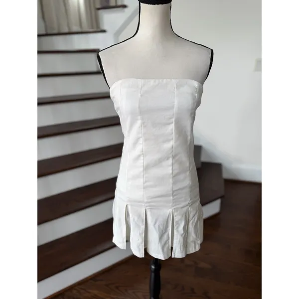 NWT Peppermayo Saving Hearts White Strapless Corset Pleat Hem Mini Tennis Dress - Image 2