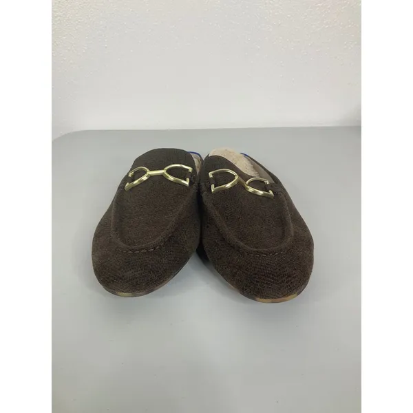 Rothys The Merino Slipper Espresso Brown Gold Bit Mules Tortoise Sole Womens 9 - Image 2