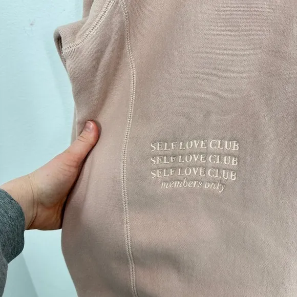 Mayfair The Label Rose Pink Self Love Club‎ Embroidered Crewneck Sweatshirt - Image 8