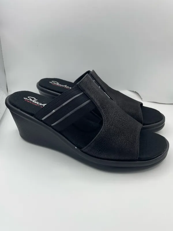 Skechers wedge platform cushion black sandals women’s Size 9 - Image 11