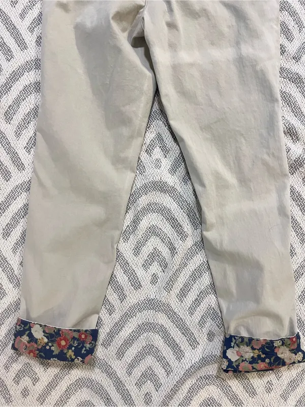 ANTHROPOLOGIE // CHINO Khaki Relaxed Floral Patched Distressed Chino Pants 28 - Image 6
