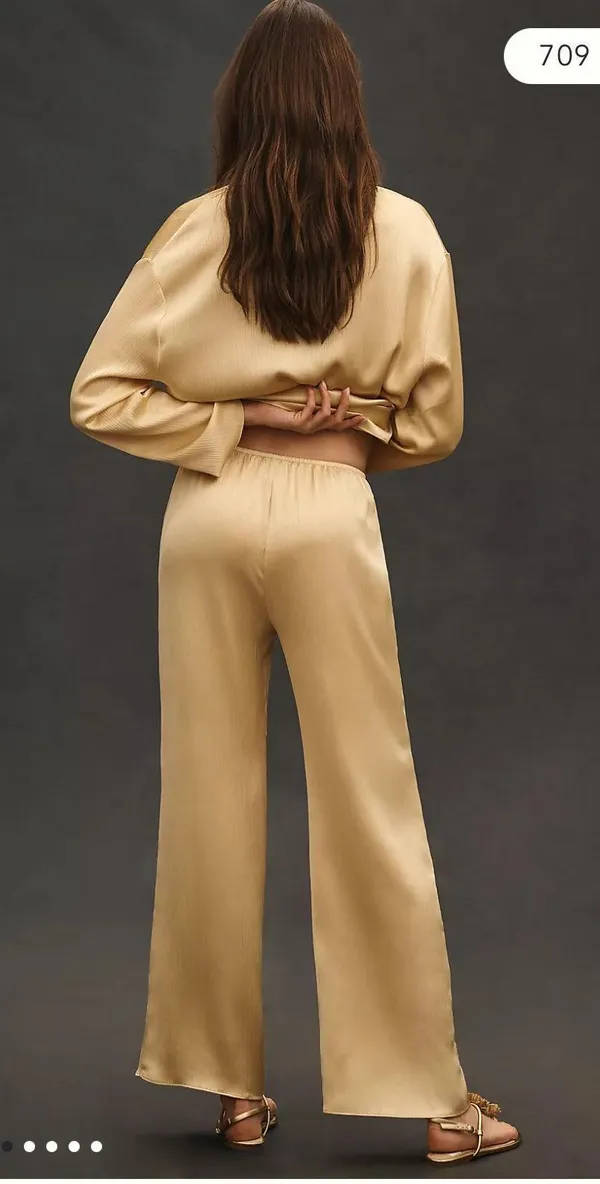 Anthropologie Mare Mare Gold Satin Pants - Image 2