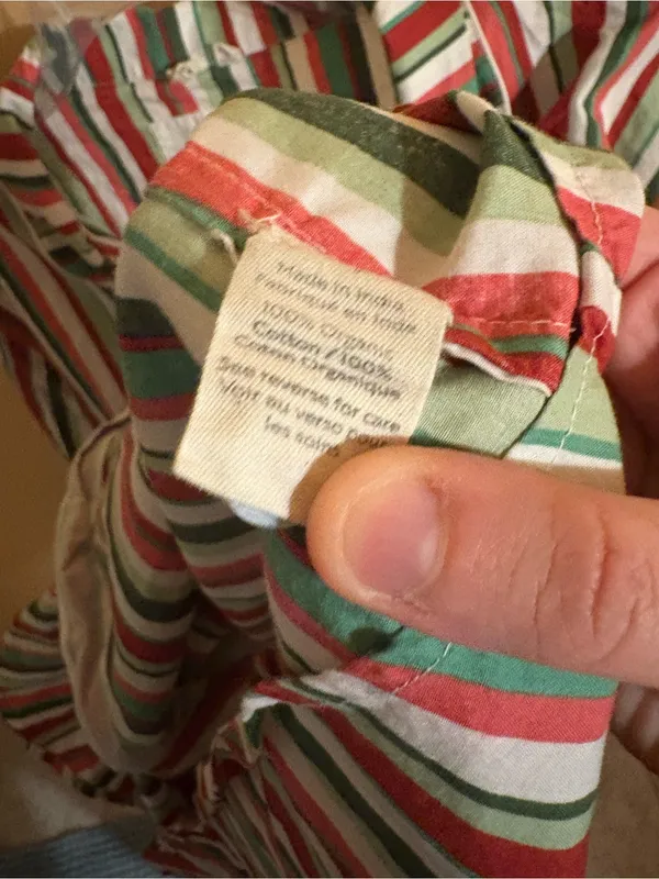 Printfresh Green, Red, Pink, & White Striped Long Sleeve Pajama Shirt - Image 5