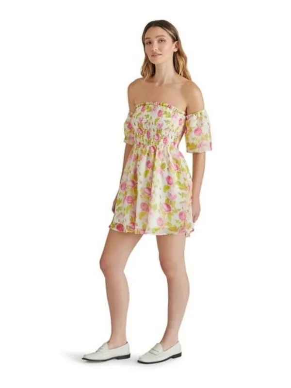 Betsey Johnson Women's Floral Off the Sleeve Smocked Chiffon Babydoll Dress XL - Image 15