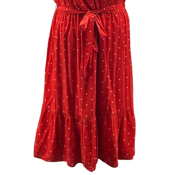 Old Navy Polka Dot Wrap Dress‎ Red Large - Image 5