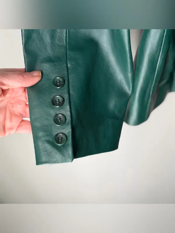 Chadwicks Vintage Y2K Deep Green 100% Leather Blazer Tailored Capsule Classic - Image 12
