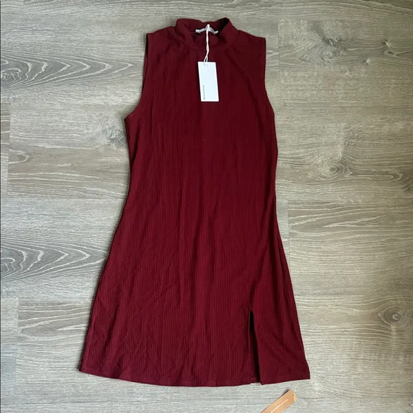 NEW REFORMATION Skylar Knit Mini Dress - Chianti Small - Image 2
