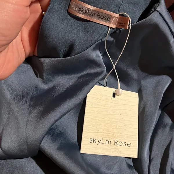 Skylar Rose Blue Satin Dress - Image 4