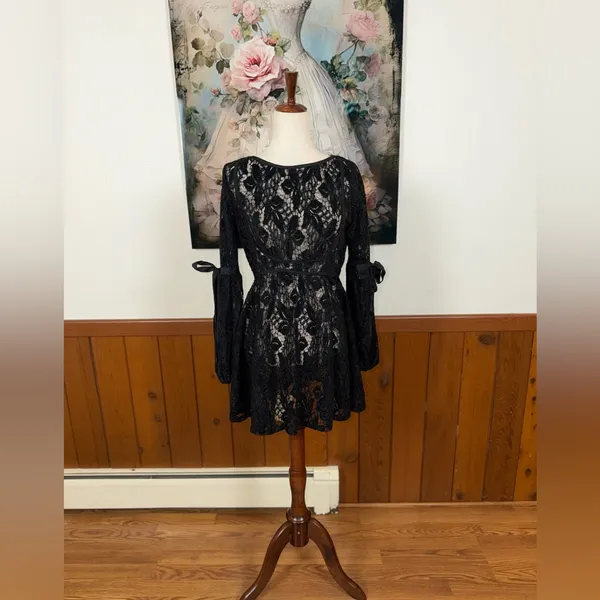 Super Cute Free People Ruby Black Lace Mini Dress! - Image 2