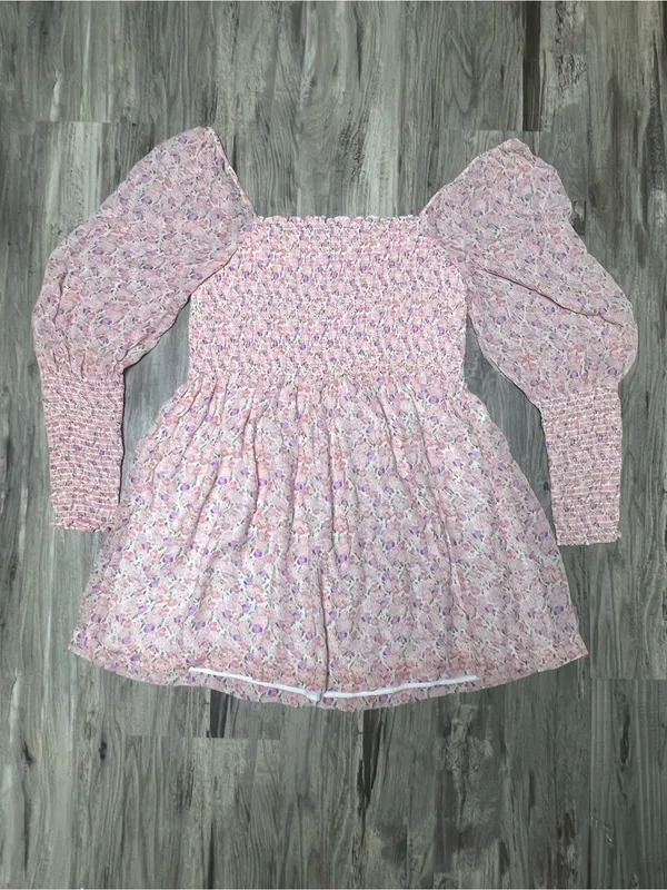 Hill House Home XXL The Grace Mini Nap Dress Pink Pansy Floral Smocked - Image 4