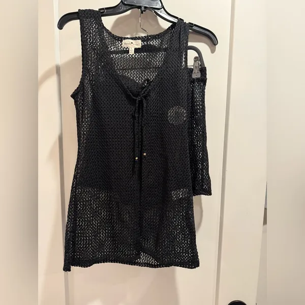 Derek Heart NWOT Black Crochet Tank Top and Shorts Set‎ Swim CoverUp Size L - Image 3