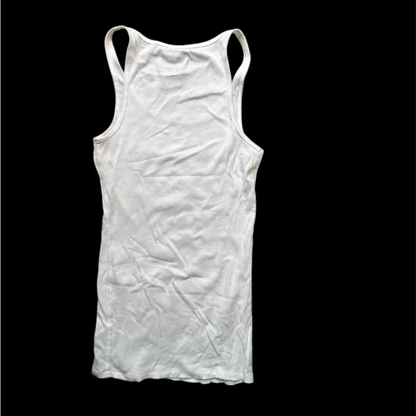vintage Victoria's Secret White Tank Black Sequin Heart super model essentials L - Image 3