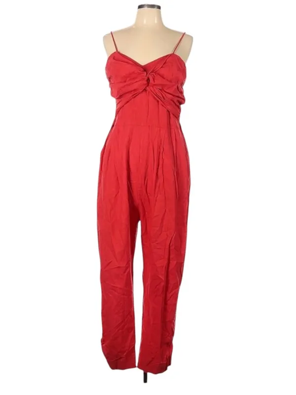 FARM RIO Cherry Red Linen Jumpsuit Size L - Image 3