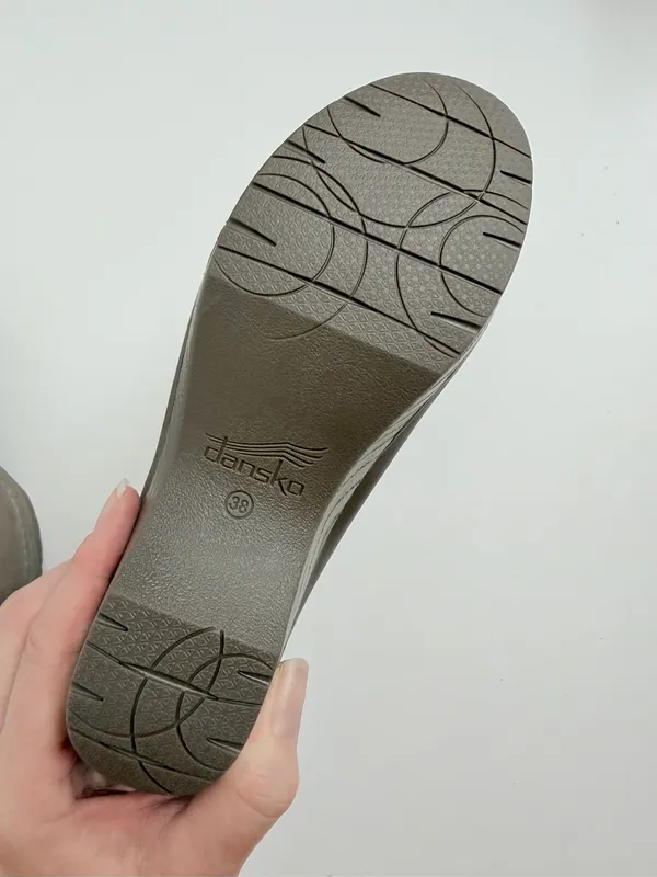 Dansko Clogs Melody Slip On Mules Leather Comfort Travel Burnished Taupe Grey - Image 10