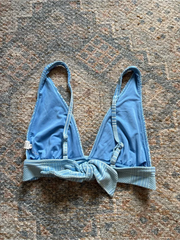 aerie Light Blue Plaid Triangle Bikini Top - Image 2