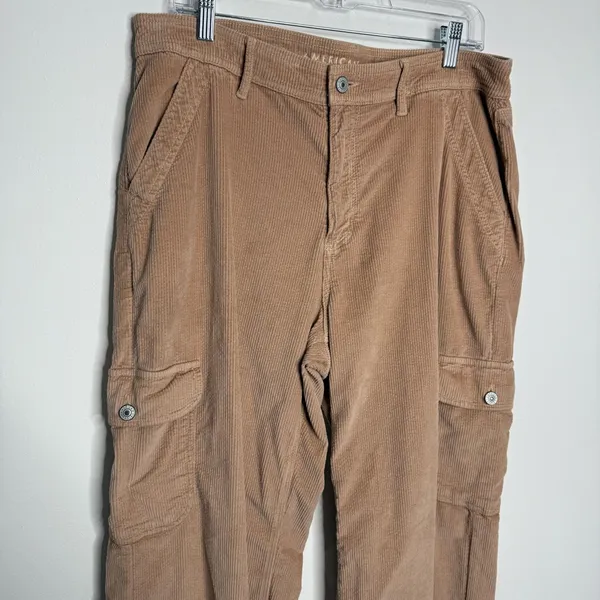 NWOT American Eagle Stretch Super High Rise Baggy Wide Leg Corduroy‎ Cargo Sz 14 - Image 4