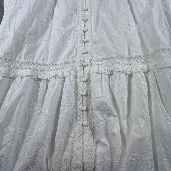 Torrid Festi Maxi Cotton Voile Crochet Detail Dress 1 White 14 16 Tiered Eyelet - Image 10