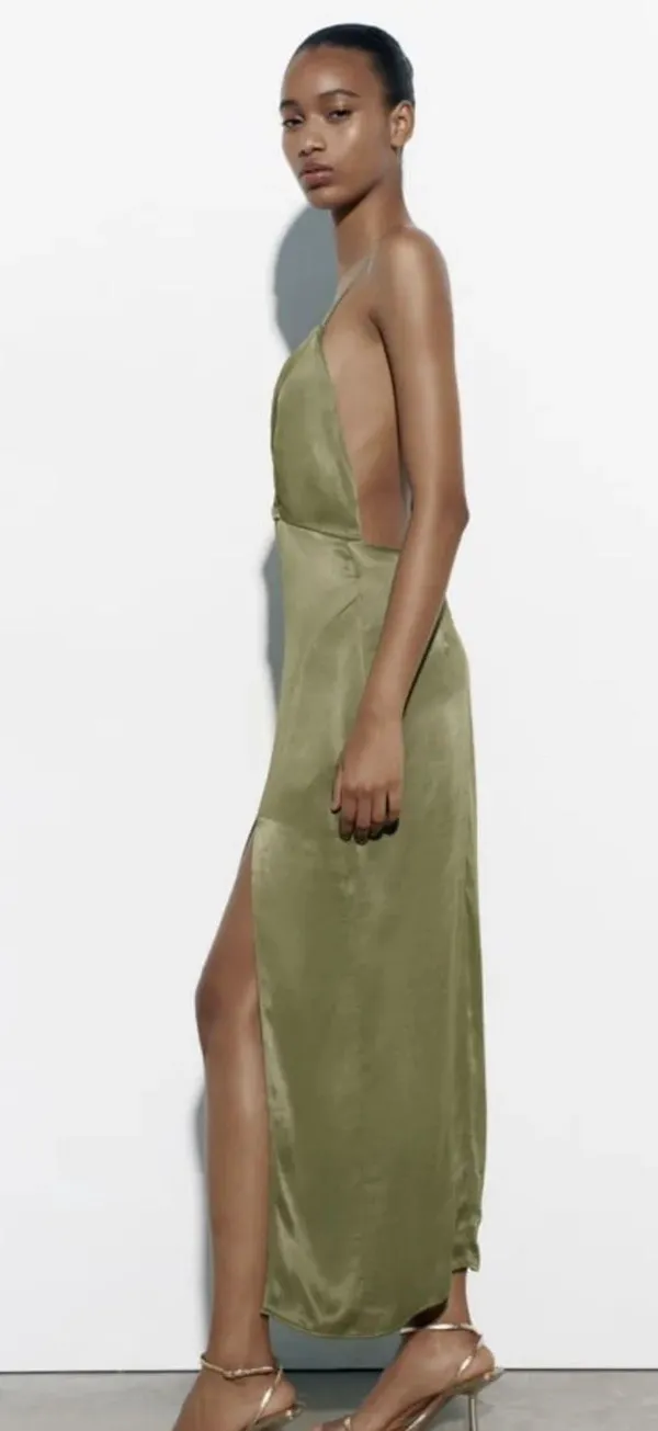 ZARA Dress satin effect corset satin effect midi wedding party coctail - Image 9