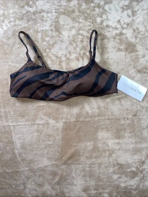 NWT Athleta Brown Zebra-Print Bikini Top - Image 2