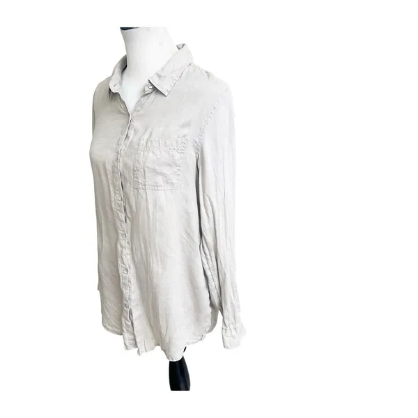 JNY Jones New York Women’s Linen Button Down Shirt Tan Sz Medium Beach Coastal - Image 4