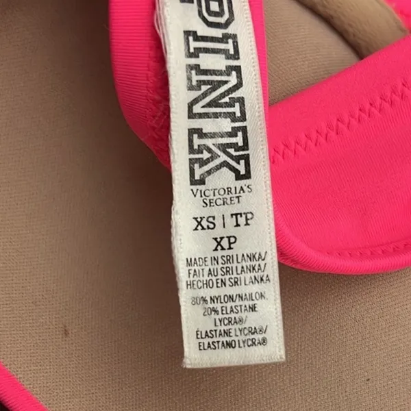 Victoria's Secret PINK Twist Front Push Up Halter Bikini Top Neon Pink Size XS - Image 6