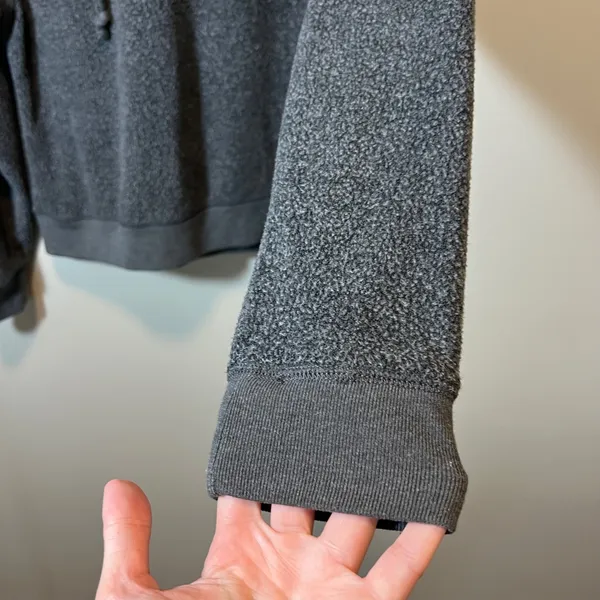 Aerie Women's Charcoal‎ Gray Boucle Fleece Pullover Hoodie Sweatshirt Large - Image 5