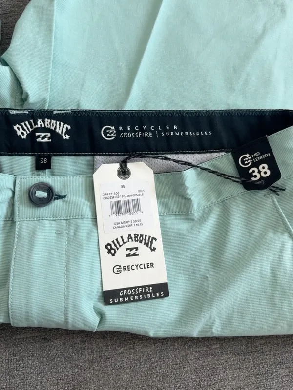 Billabong Crossfire Submersible 19" Hybrid Shorts – Men’s 38 – Mint/Aqua – Mid Length – NWT - Image 3