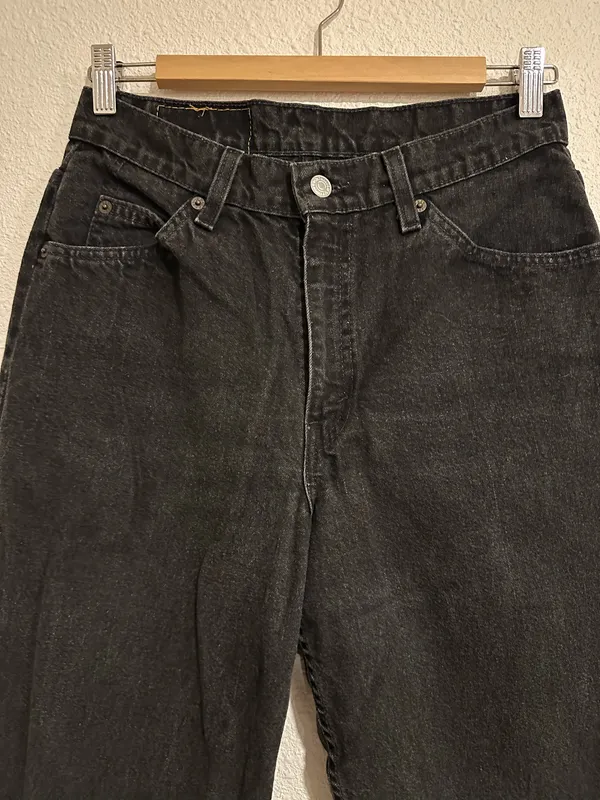 vintage levi’s 965 90s straight wide leg black cotton denim jean USA - Image 4
