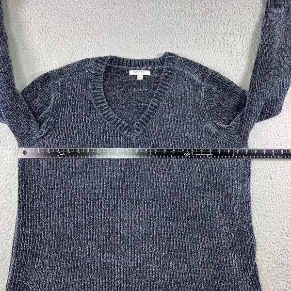 ORVIS‎ V Neck Chenille Knit Sweater Women XL Blue Marled Long Sleeve Cozy Casual - Image 6