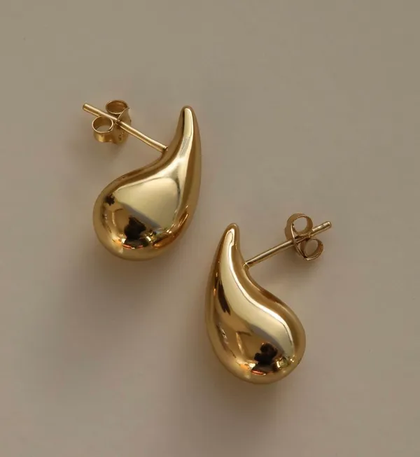 Gold Teardrop Earrings - Image 2