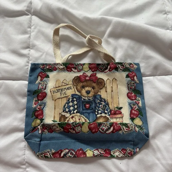 Cottagecore Bear Apple Cookie Bag‎ Mini Purse Recipe Pie Country Western - Image 5