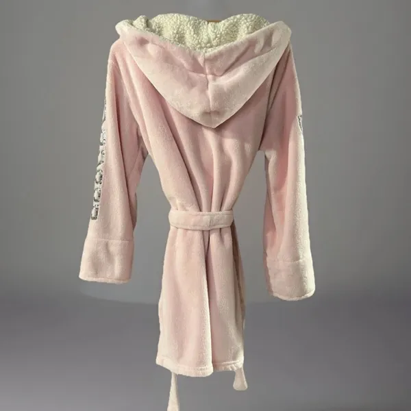 Victoria’s Secret PINK Plush Robe Sequin Logo Sherpa Hood XS/S Spa Bathrobe - Image 3
