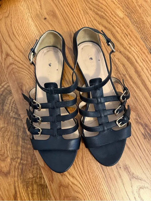 J.Crew Black Buckle Gladiator Sandals Made in Italy size 8 - Image 2
