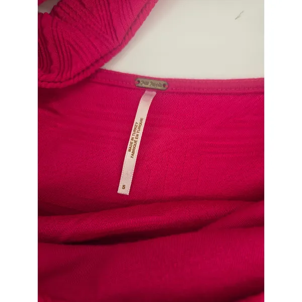 Free People Dress Womens S Ari Mini Magenta Pink Textured Puff Sleeve EUC - Image 5