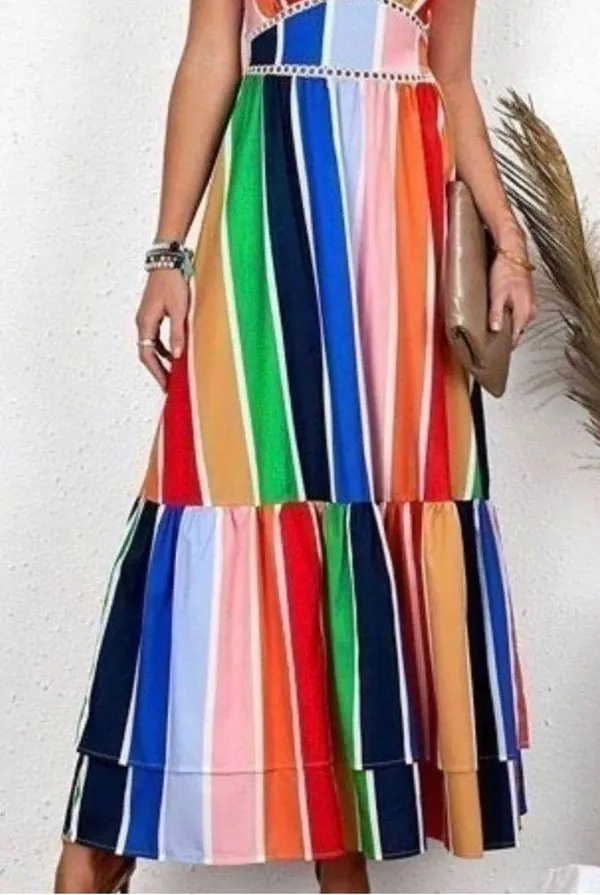 Rainbow Color Maxi Dress Multiple Size XL - Image 2